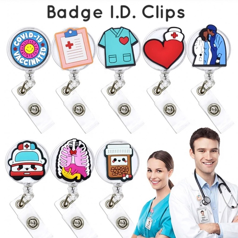 Retractable Reel Badge ID Clips with Snap Button Closure